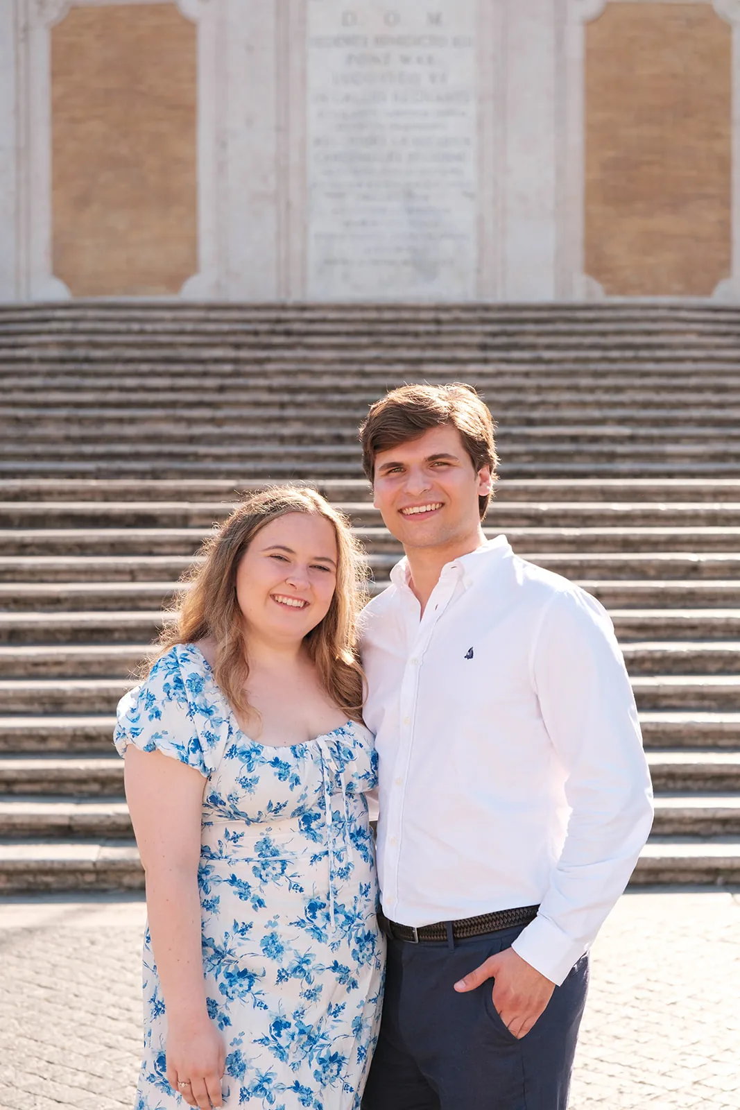 Gavin and Ally smiling at the foot of the Spanish Steps